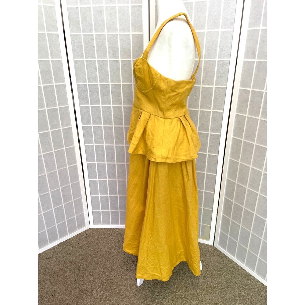Reformation 100% Linen Two Piece Set Goldenrod Yellow Sz 10 Coquette Cottagecore - Picture 3 of 11